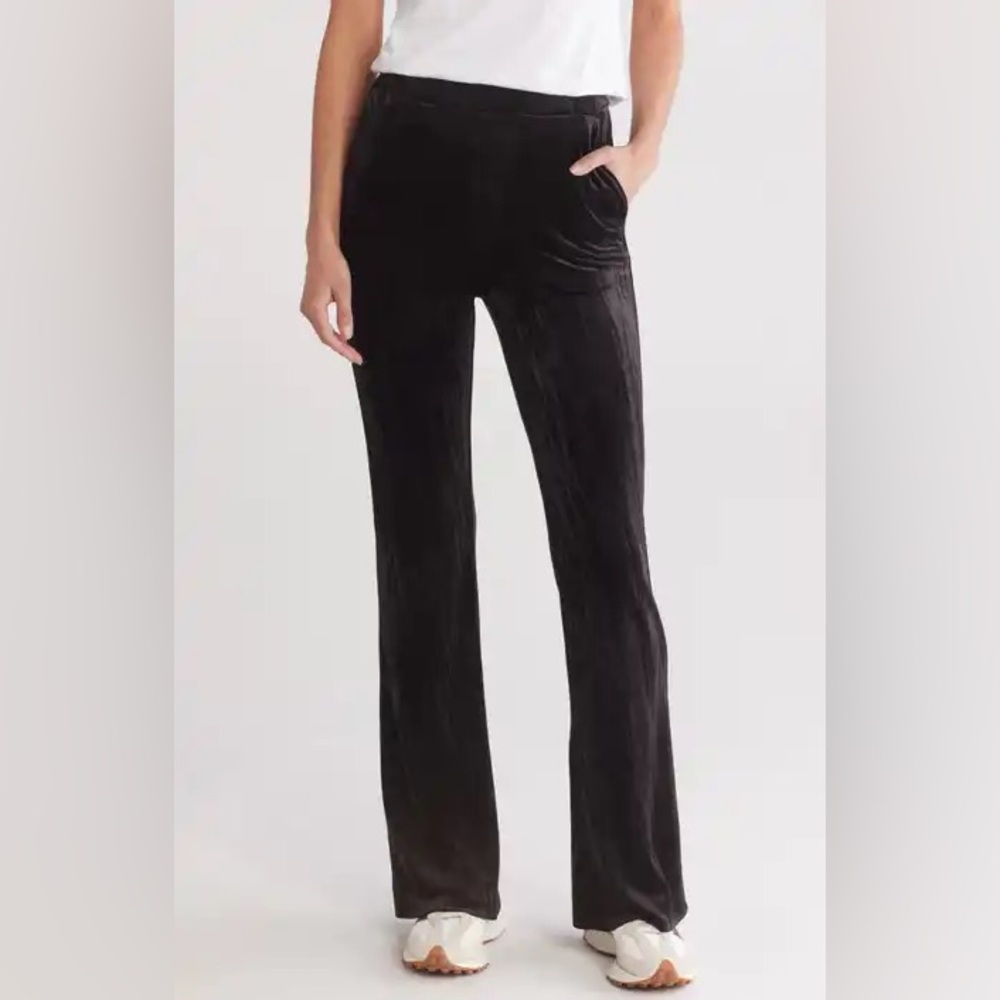 NWT Free people movement black velvet flare pants velour
